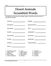 Unscramble Desert Animals