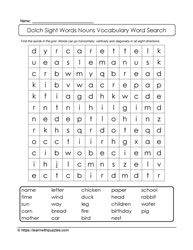 Sight Words Word Search #01