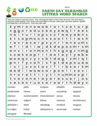 Earth Day Scrambled Letters Wordsearch