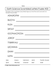 Unjumble Earth Science Letters
