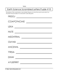 Science Vocabulary Puzzle