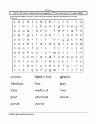 Bodies of Water - Wordsearch Puzzle