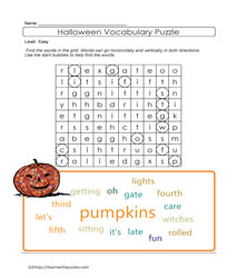 Easy Halloween Word Search #02