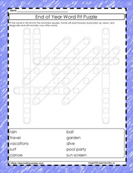 End of Year Word Fit Puzzle #01