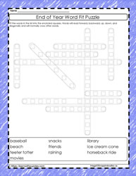 End of Year Word Fit Puzzle #02