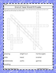 End of Year Word Fit Puzzle #04