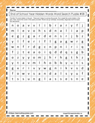 End of Year Hidden Word Search #08
