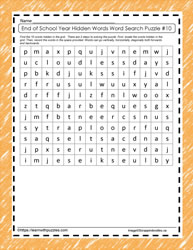 End of Year Hidden Word Search #10