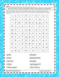 End of Year Scrambled Word Search #01