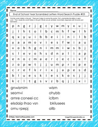 End of Year Scrambled Word Search #03