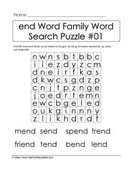 end Word Family Activity