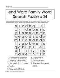 end Word Family Activity