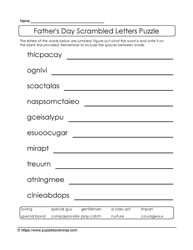 Unscramble the Letters Father's Day