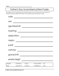 Jumbled Letters for Father's Day