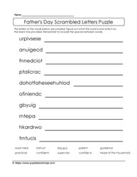 Jumbled Letters Father's Day
