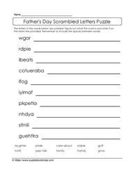 Dad's Day and Jumbled Letters Puzzle