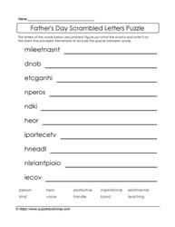 Jumbled Letters Puzzle-Father's Day