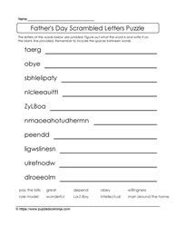 Father's Day Jumbled Letters