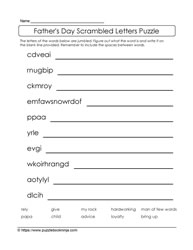 Father's Day Jumbled Letters Puzzle