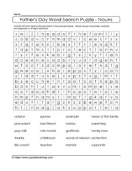 Word Search Puzzle About Dads