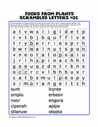 Foods From Plants Word Search#01