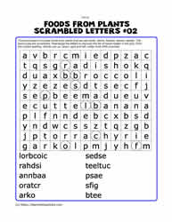 Foods From Plants Word Search#02