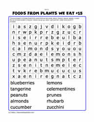 Foods From Plants Word Search#15