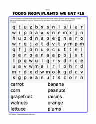 Foods From Plants Word Search#18