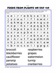 Foods From Plants Word Search#19