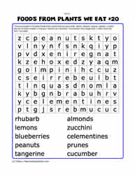 Foods From Plants Word Search#20