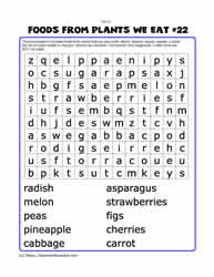 Foods From Plants Word Search#22
