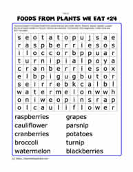 Foods From Plants Word Search#24