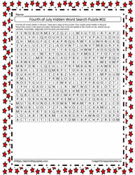 July 4th Hidden Word Search #02