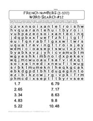 French Numbers Word Search #12
