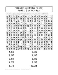 French Numbers Word Search #13