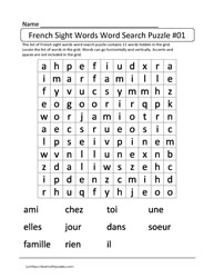 French Vocabulary Word Search #01