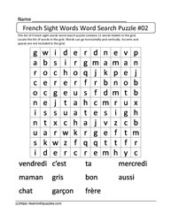 French Vocabulary Word Search #02