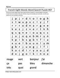 French Vocabulary Word Search #07