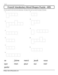 French Vocabulary Word Shapes #05