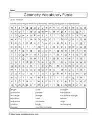 Find Geometry Words Puzzle