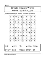 1st Grade Dolch Word Search #02