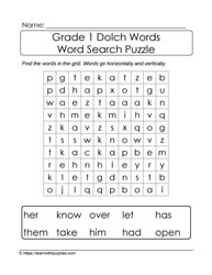 1st Grade Dolch Word Search #03