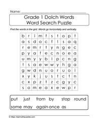 1st Grade Dolch Word Search #04