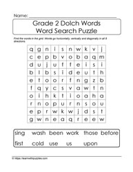 2nd Grade Dolch Word Search #01