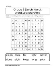 3rd Grade Dolch Word Search #02