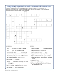 Irregular Spellings Crossword 01