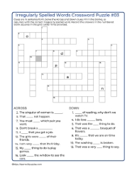 Irregular Spellings Crossword 03