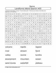 Landforms Word Search #05