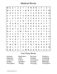 Large Print Medical Words Wordsearch