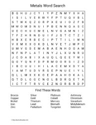 Large Print Metals Word Search
